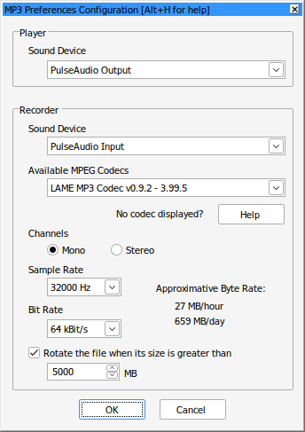 Win-Test MP3 configuration